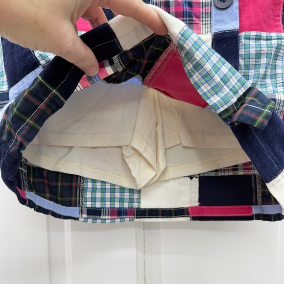 NWT Talbots kids patchwork plaid corduroy pink navy skirt skort girls 8‎ - Picture 4 of 7